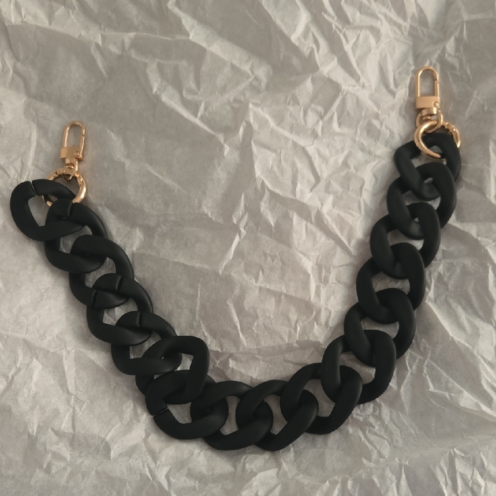 Chunky Black Chain Strap with Gold Hardware